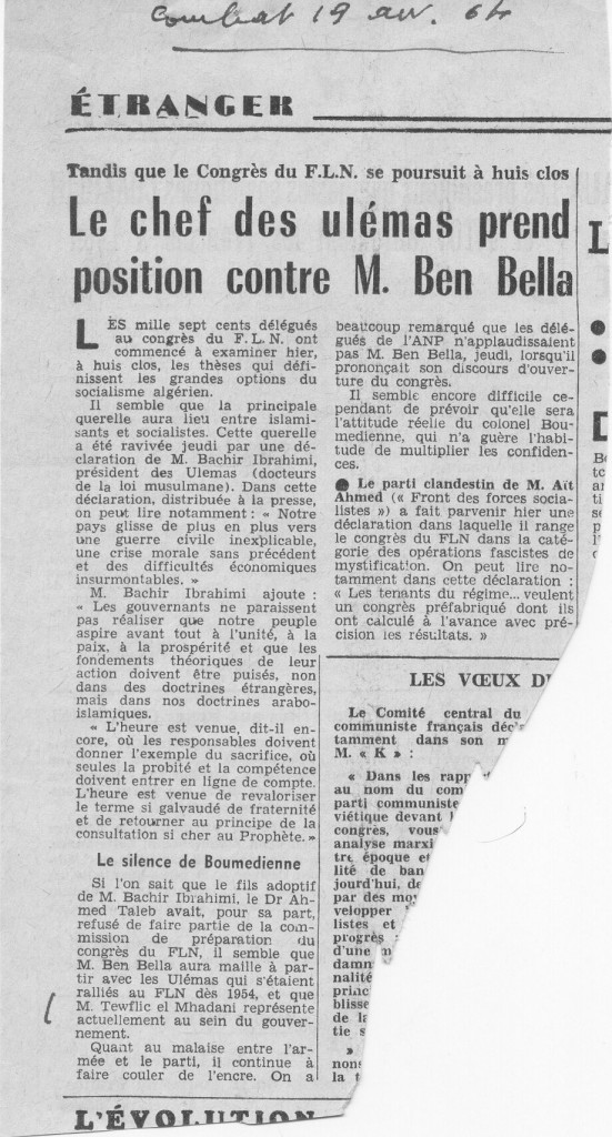 Combat sur la déclaration de Ibrahimi